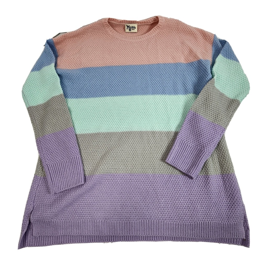Show Me Your MuMu Women's Knit Striped Pastel Sweater Easter Colors! Sz Small